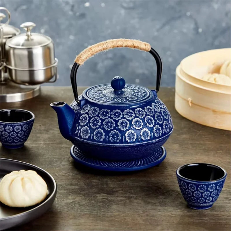 Théière En Fonte Bleu